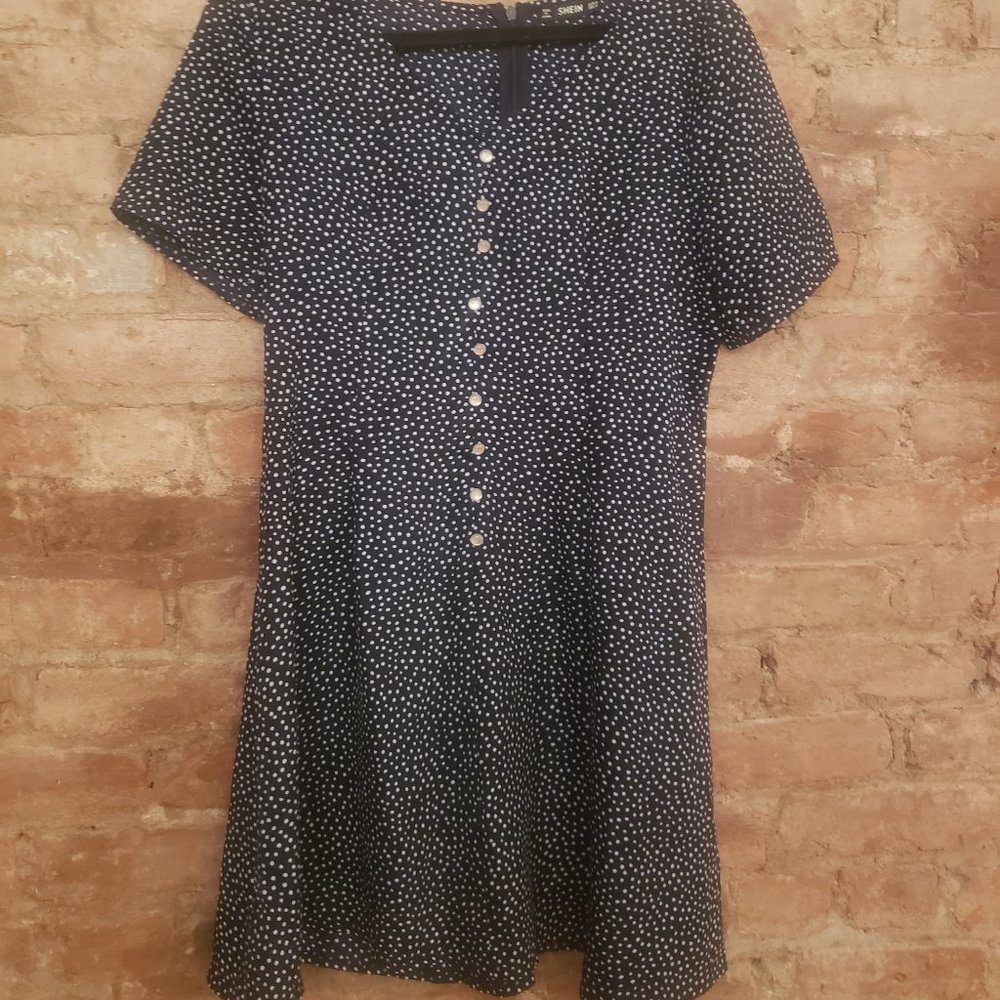 Navy with white polkda dots retro dress